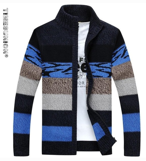 SAMHIBUGLE Knitted Sweater Men Cardigans Collar Winter Wool Sweater Fashion Cardigans Male Sweaters Coat Brand Men's Clothing