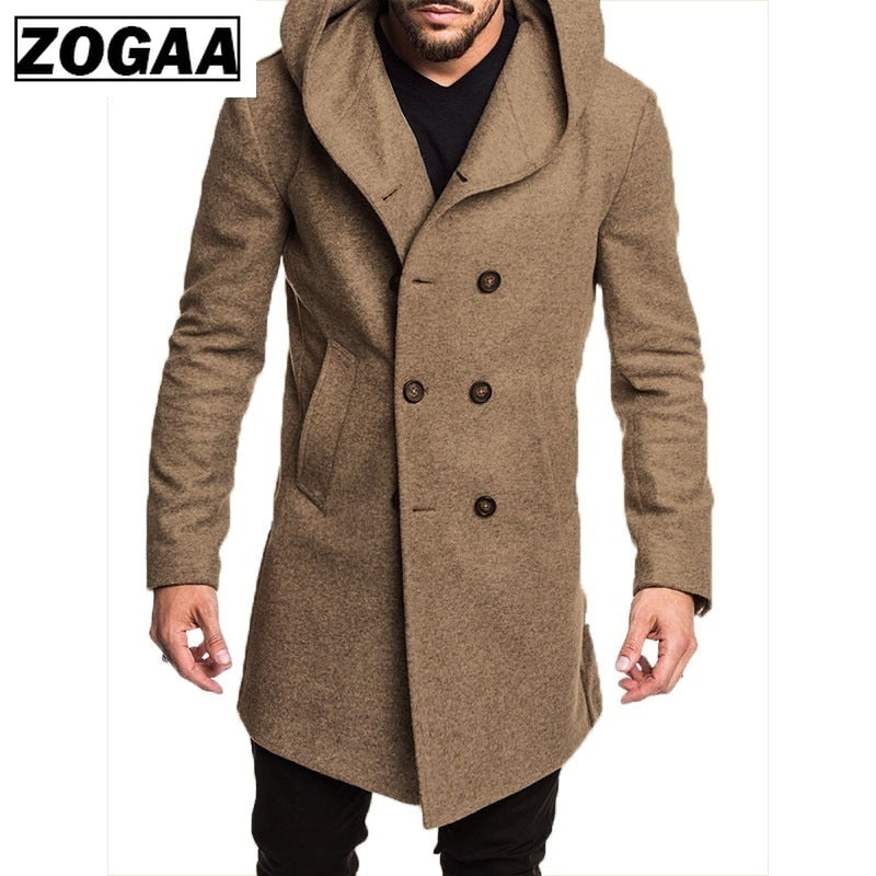 ZOGAA Fashion Mens Trench Coat Jacket Spring Autumn Mens Overcoats Casual Solid Color Woolen Trench Coat for Men Clothing 2019
