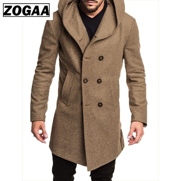 ZOGAA Fashion Mens Trench Coat Jacket Spring Autumn Mens Overcoats Casual Solid Color Woolen Trench Coat for Men Clothing 2019