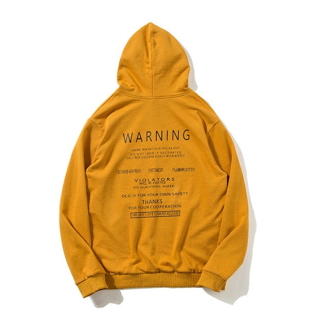 2019 New Fashion Hoodies Men Hip Hop Trendy Street Sweatshirt Yellow Print Hooded 100% Cotton Tracksuit Casual Mens Clothing