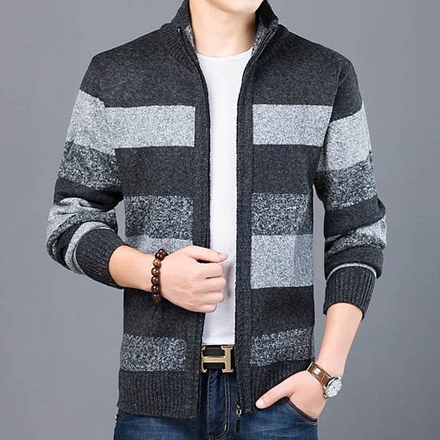 2020 Thick New Fashion Brand Sweater For Mens Cardigan Slim Fit Jumpers Knitwear Warm Autumn Korean Style Casual Clothing Male