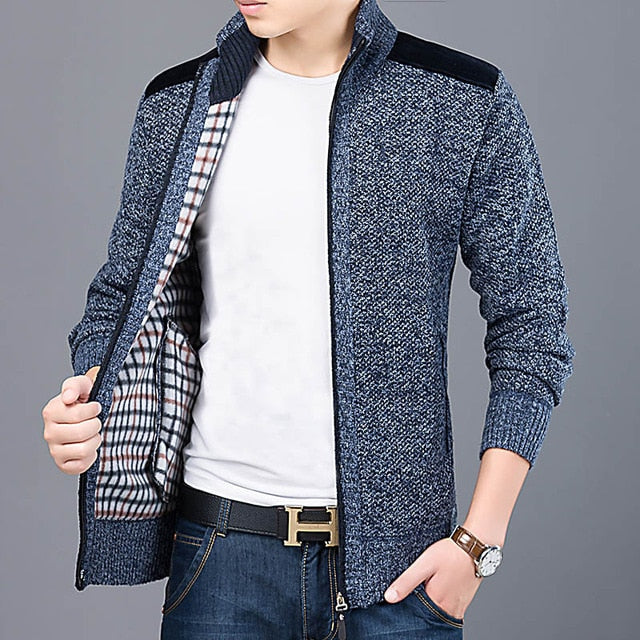 2020 Thick New Fashion Brand Sweater For Mens Cardigan Slim Fit Jumpers Knitwear Warm Autumn Casual Korean Style Clothing Male
