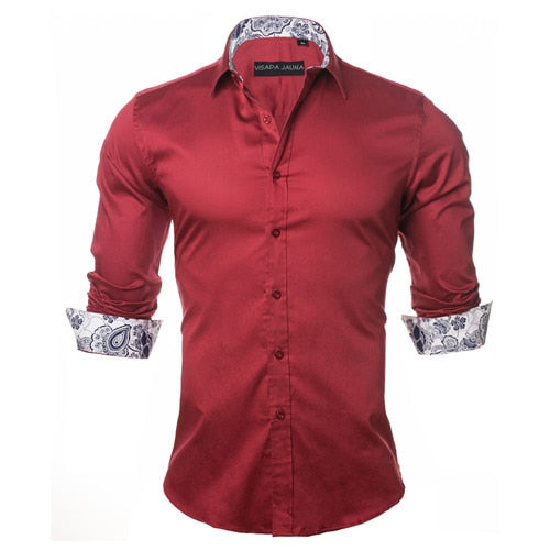 VISADA JAUNA Men's Shirt 2019 Fashion Casual Long Sleeve Solid 100% Cotton Slim Fit Dress Business Shirts Men Brand Clothing 5XL