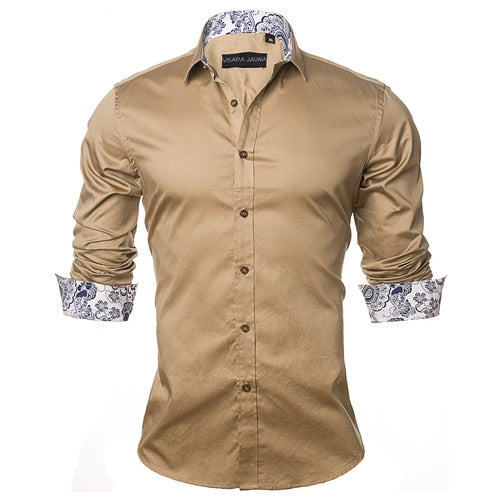 VISADA JAUNA Men's Shirt 2019 Fashion Casual Long Sleeve Solid 100% Cotton Slim Fit Dress Business Shirts Men Brand Clothing 5XL
