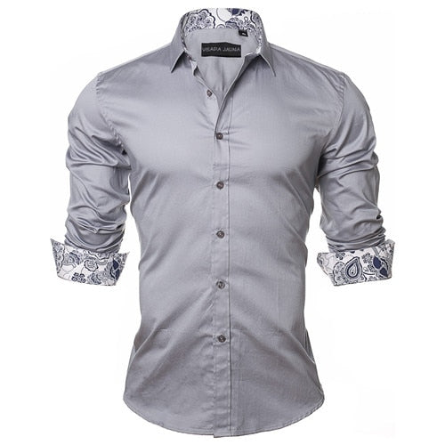 VISADA JAUNA Men's Shirt 2019 Fashion Casual Long Sleeve Solid 100% Cotton Slim Fit Dress Business Shirts Men Brand Clothing 5XL