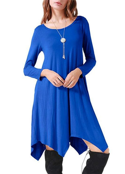 Autumn Winter Cotton Dress Women Long Sleeve Irregular Loose Dress Casual Black Dress Plus Size mini Dress Fashion Clothing 3XL
