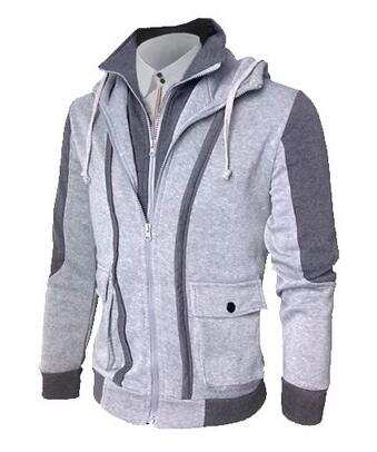Fashion Brand Casual Men's Hoodies Sweatshirts Slim Fit Men Streetwear Double Zipper Jacket Men's Clothing Black